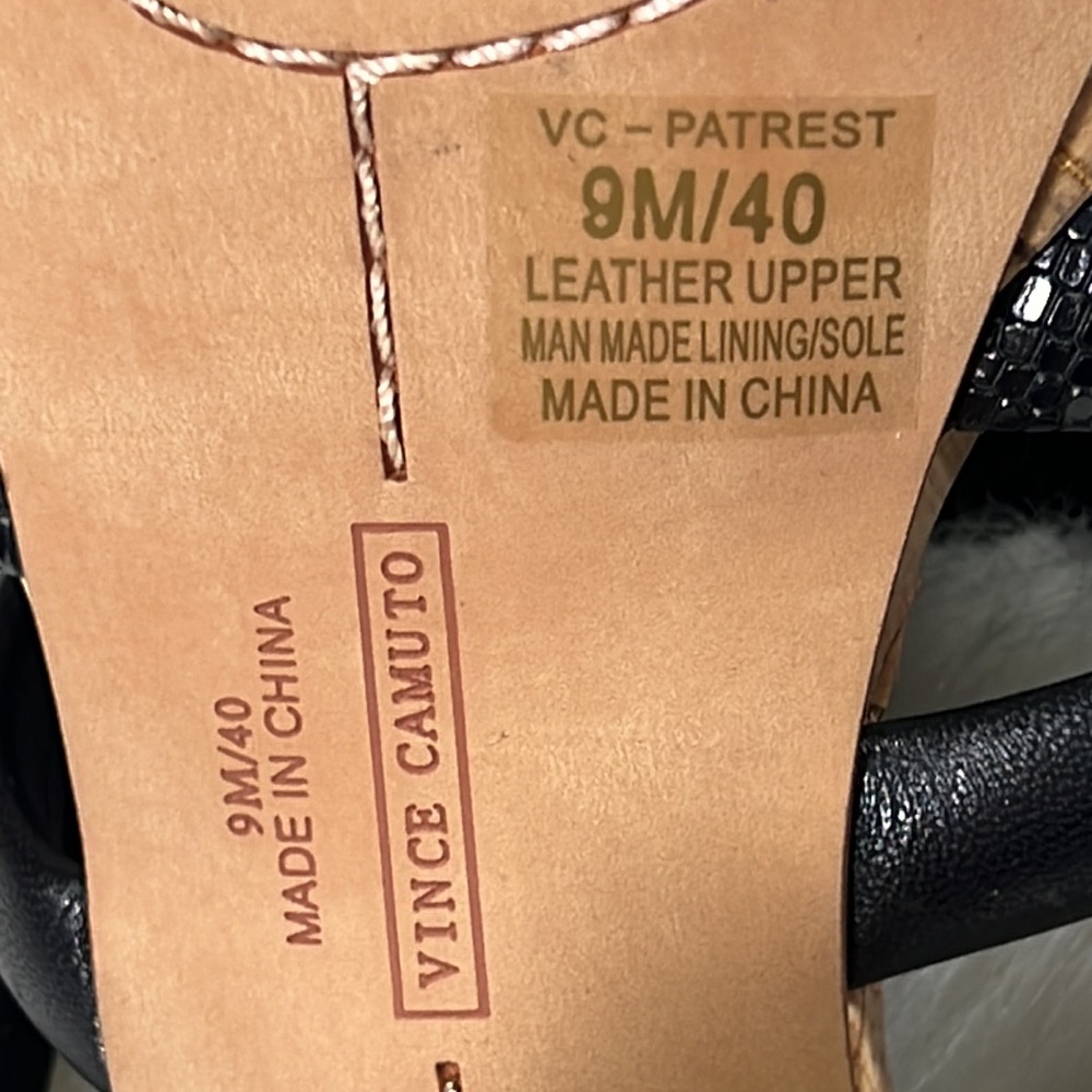 Vince Camuto Patres Platform Black Leather Sandals Size 9M - Picture 8 of 9